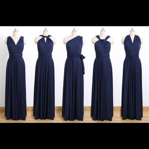 Navy blue long convertible maxi dress